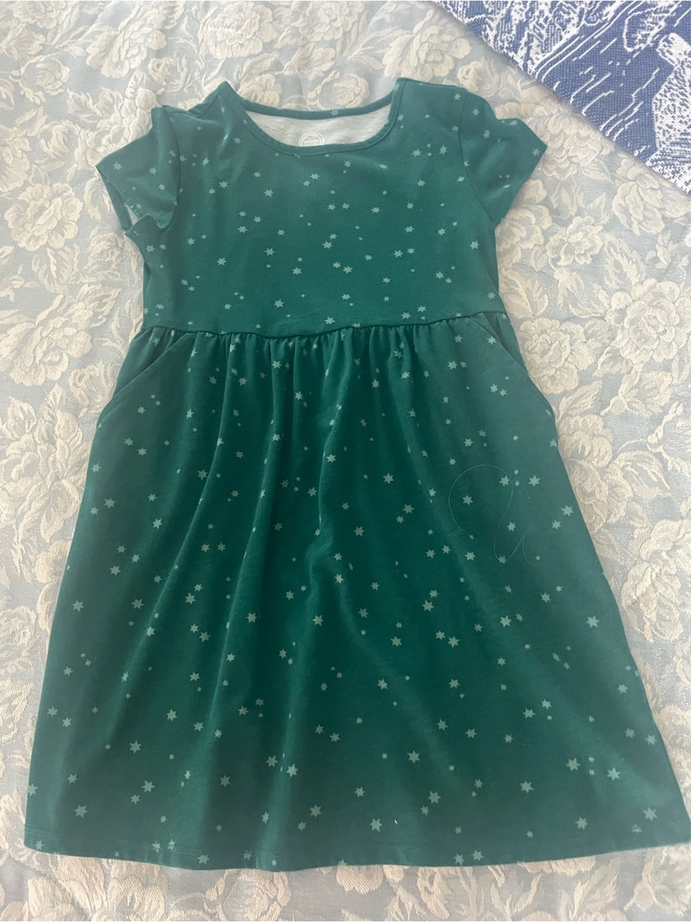 wonder nation Green Star-Print Short Sleeve Dress